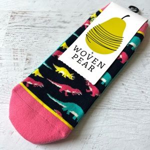 Woven Pear Dinosaur Ankle Socks